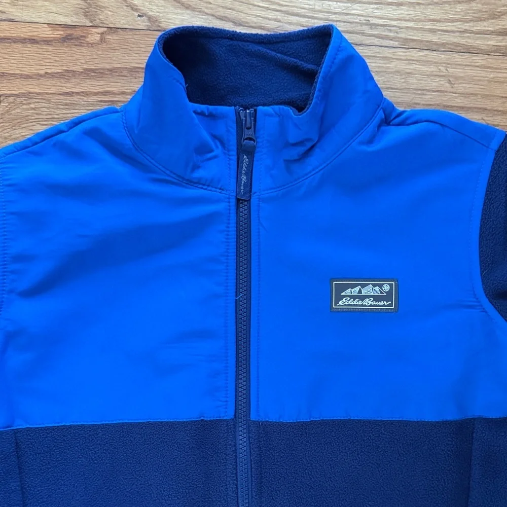 Eddie Bauer Boys Blue Fleece Full Zip Jacket Large 10 12